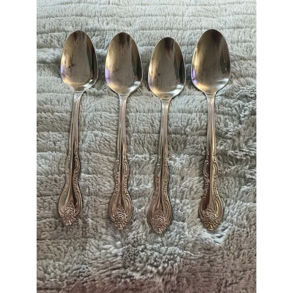 Lot Of 8 Vintage International Silver VERONA Stainless Oval Soup Spoons 7.5”